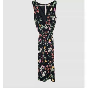 Lily Star Black Multi Color Floral Cropped Sleeveless Romper S